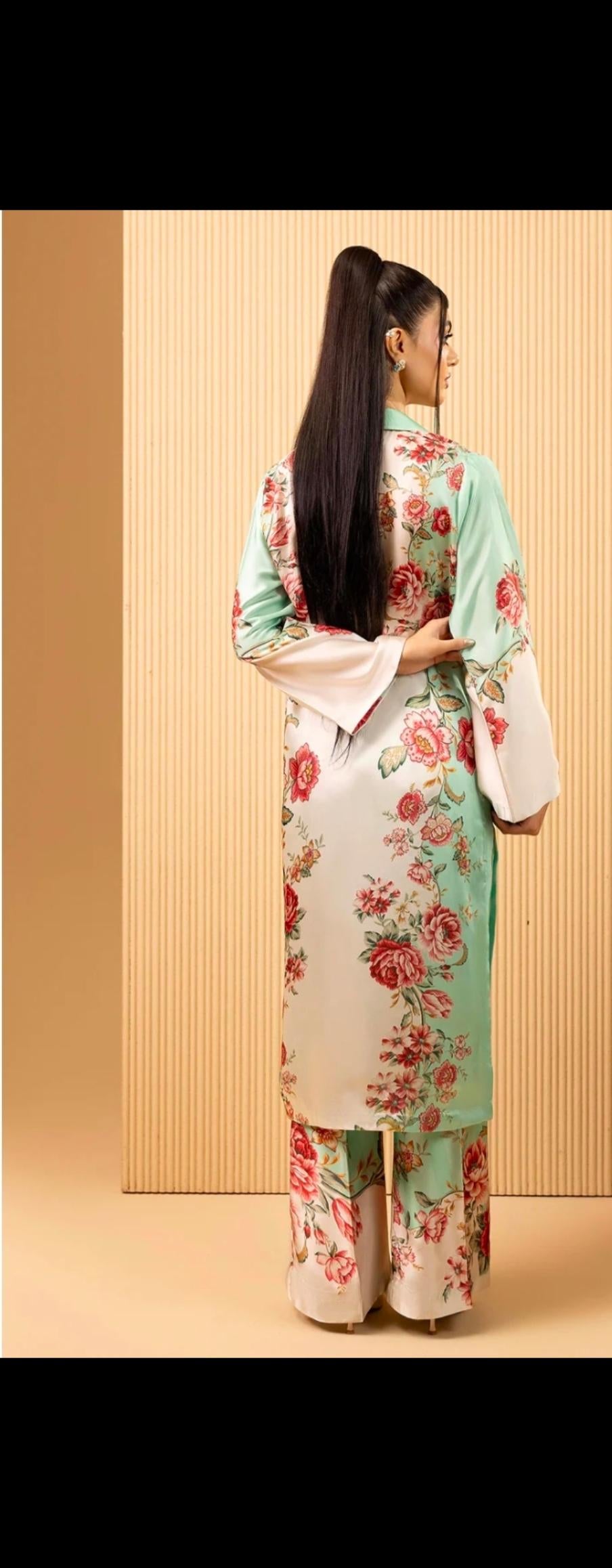 Floral Print Linen Co-ord Set | Pakistani Design Partywear