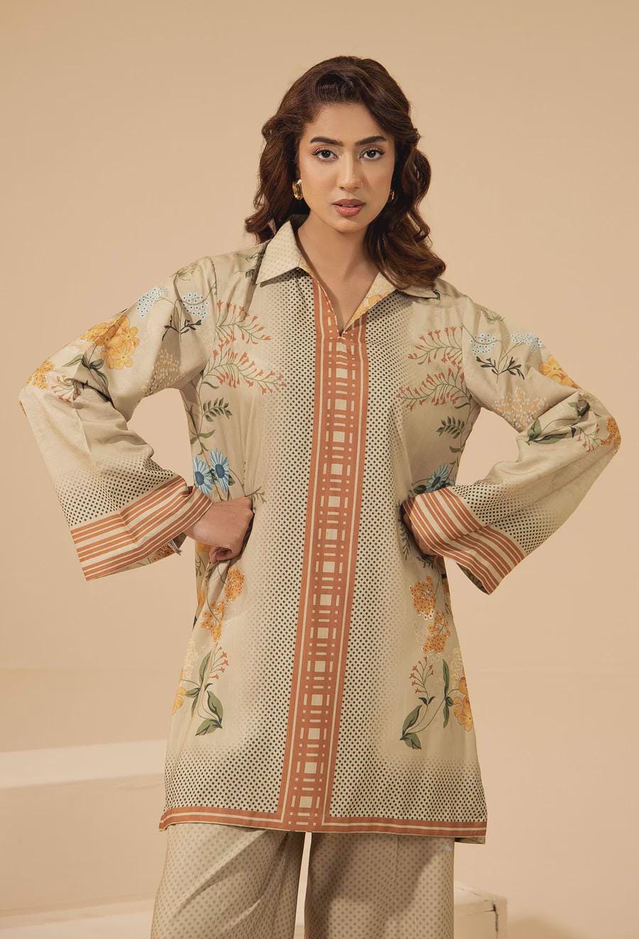 Pakistani Linen Co-ord Set | Digital Floral Print Partywear