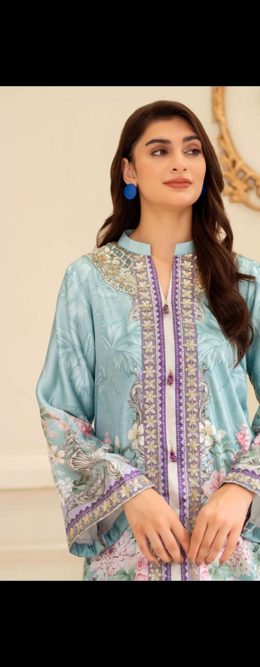 Floral Print Linen Co-ord Set | Pakistani Design Partywear