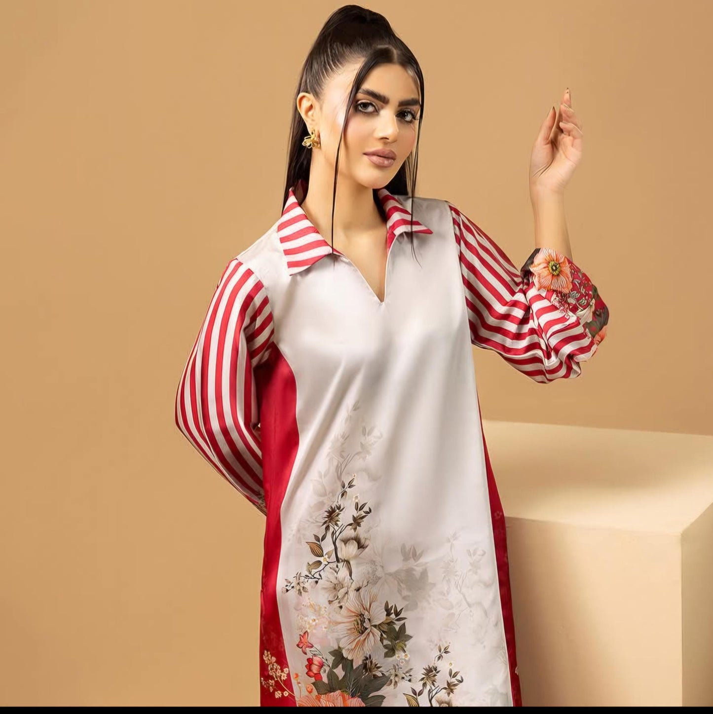 Pakistani Silk Co-ord Set | Digital Print Partywear