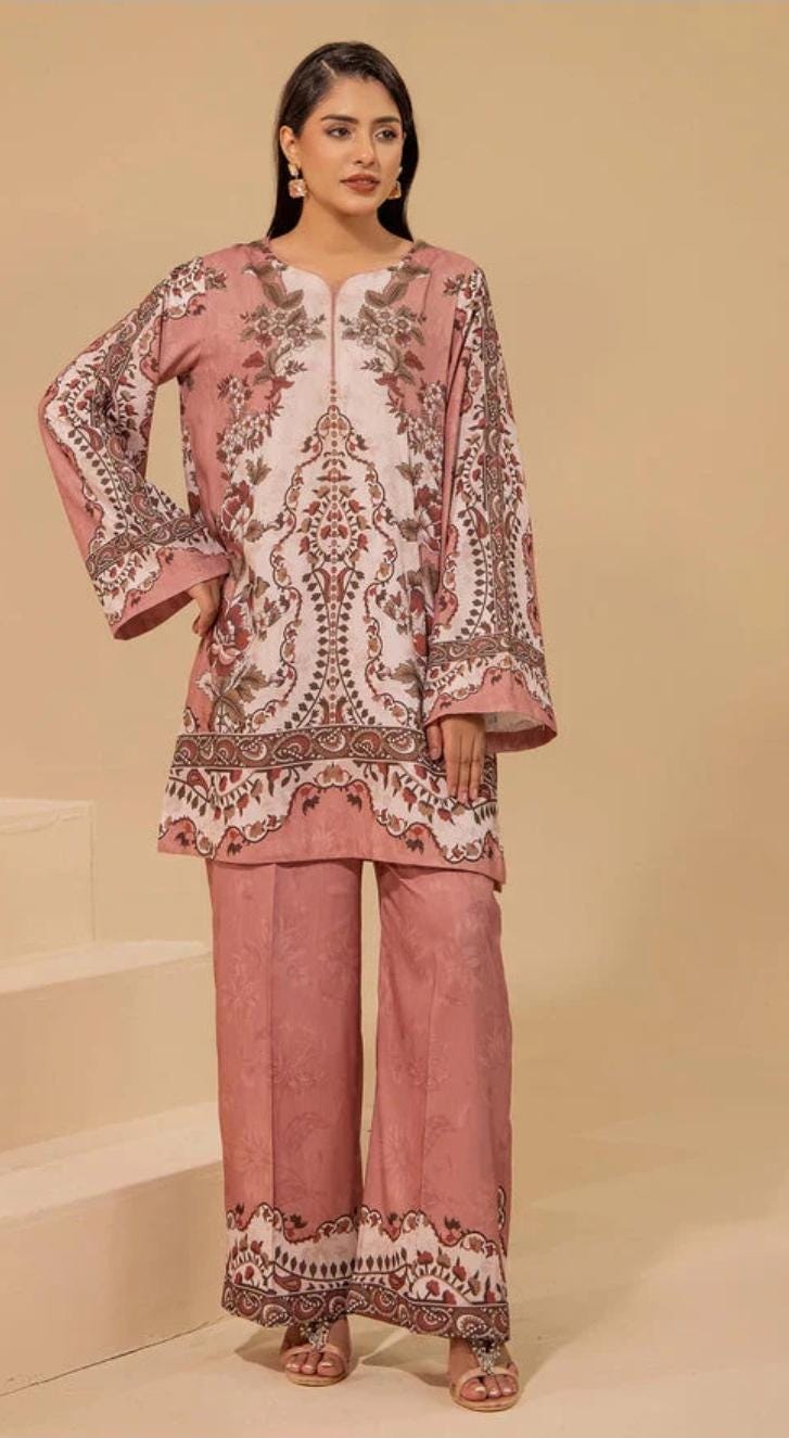 Pakistani Linen Co-ord Set | Digital Print Partywear