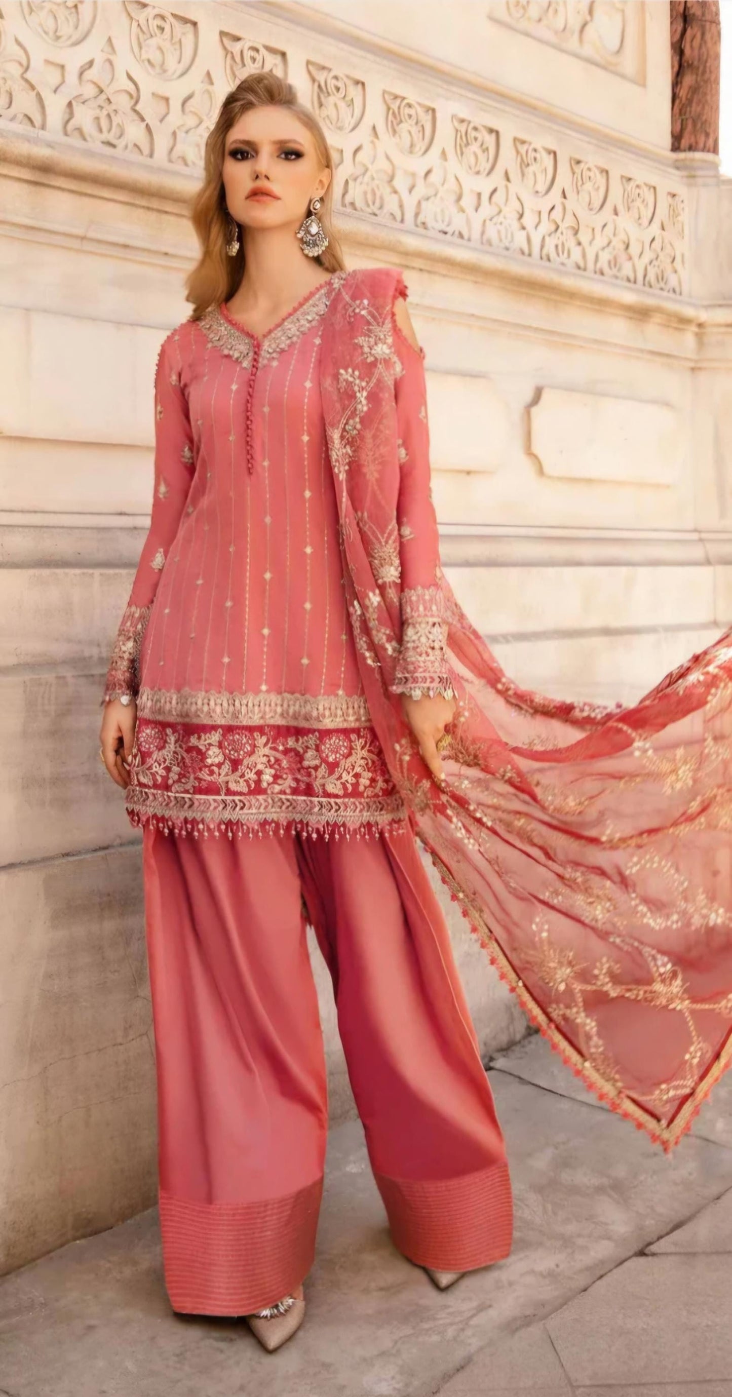 Embroidered Lawn Salwar Kameez: Pakistani 3-Piece Partywear
