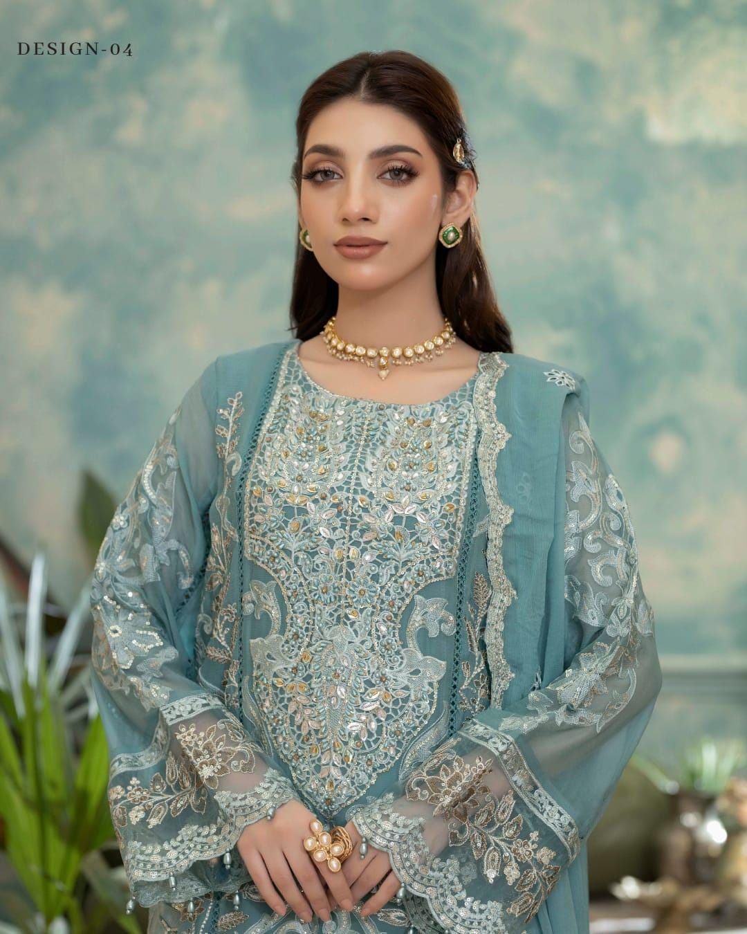 Graceful Luxury Chiffon Suit | Festive 3 Piece Set