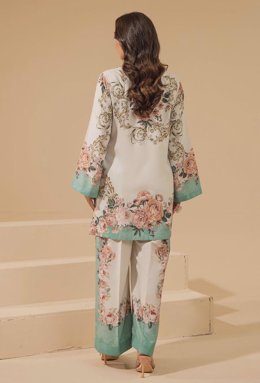 Floral Print Linen Co-ord Set | Pakistani Design Partywear