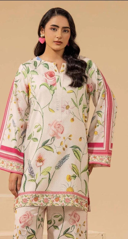 Pakistani Floral Linen Co-ord Set | Ready To Wear Party Outfit