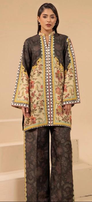 Pakistani Linen Co-ord Set | Floral Digital Print Partywear