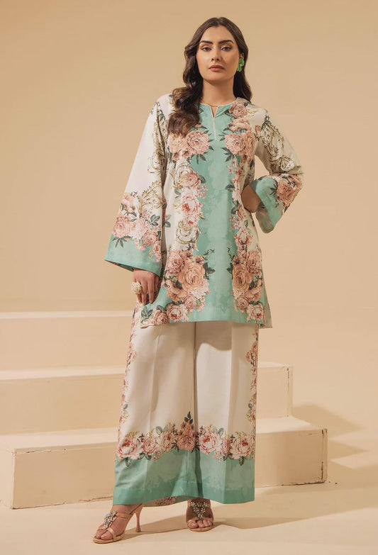 Floral Print Linen Co-ord Set | Pakistani Design Partywear