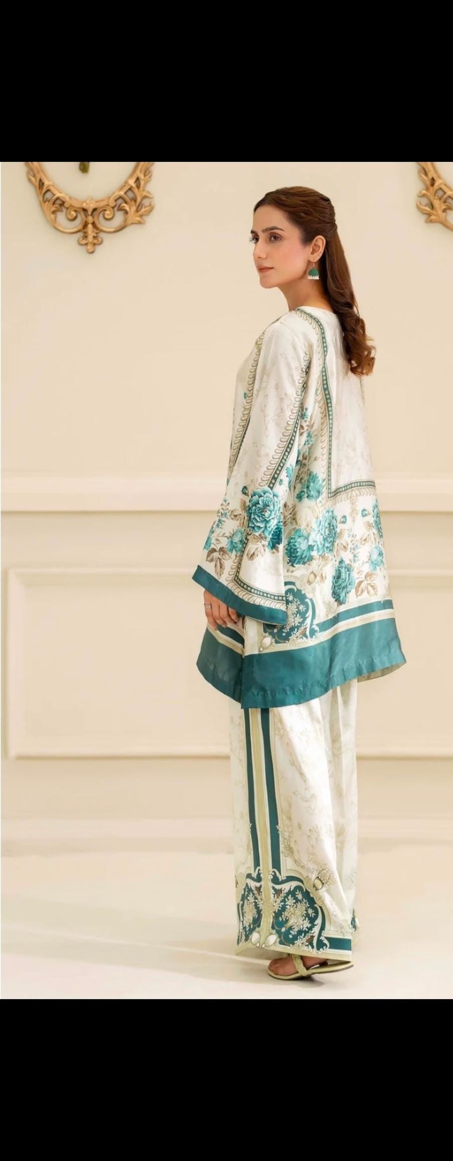 Floral Print Linen Co-ord Set | Pakistani Design Partywear