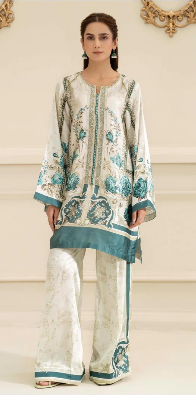 Floral Print Linen Co-ord Set | Pakistani Design Partywear