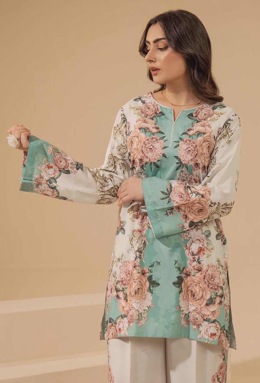 Floral Print Linen Co-ord Set | Pakistani Design Partywear