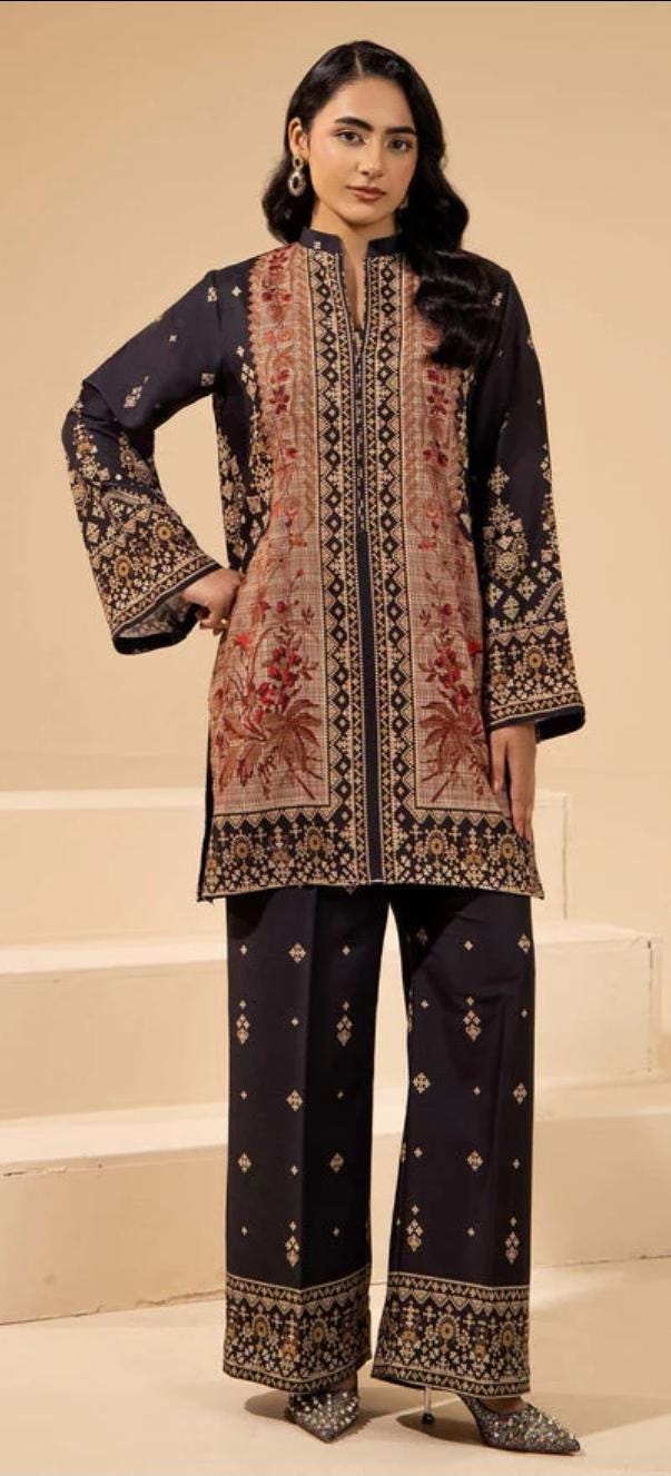 Pakistani Linen Co-ord Set | Floral Print, Ready To Wear