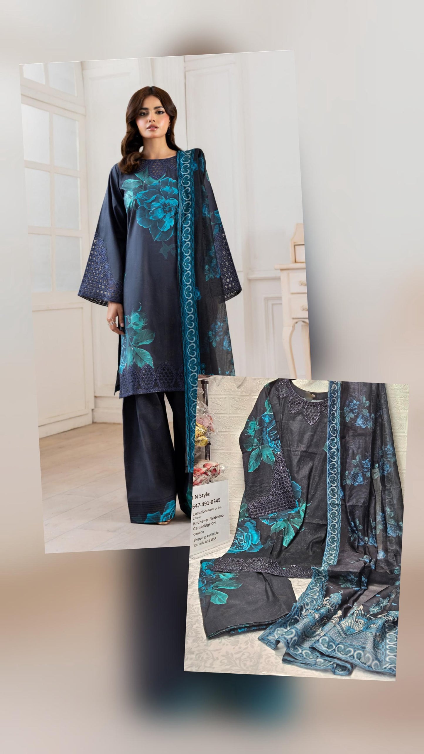 Embroidered Pakistani Salwar Kameez: Digital Print Lawn Suit