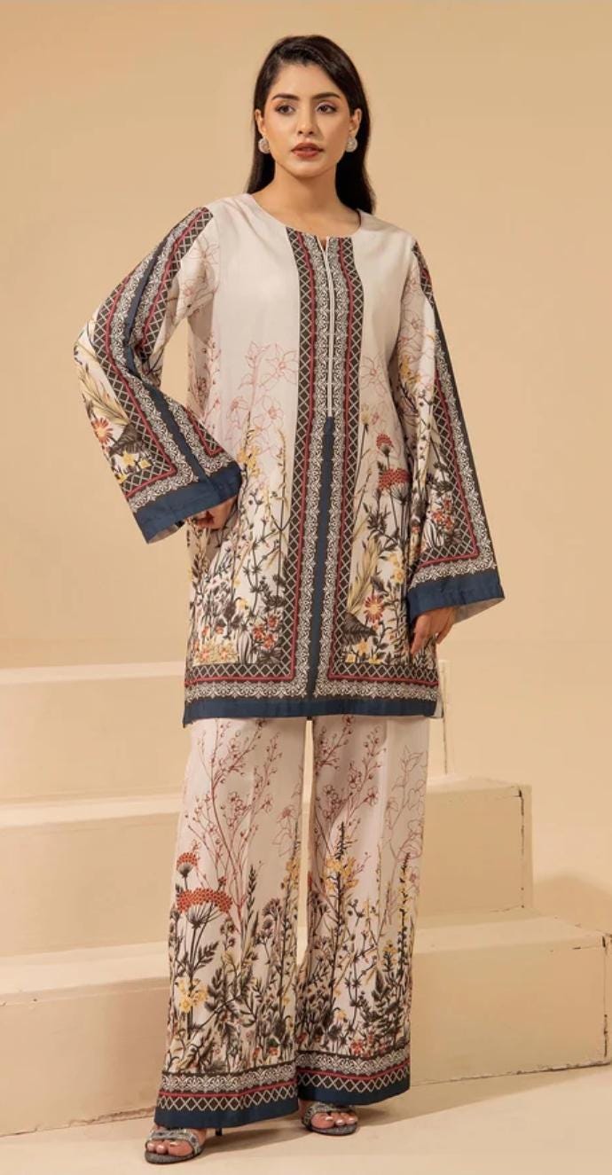 Pakistani Linen Co-ord Set | Digital Print Partywear