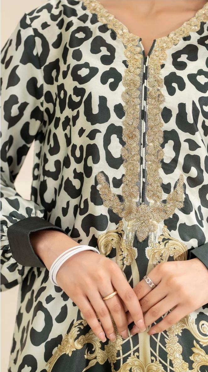 Floral Print Linen Co-ord Set | Pakistani Design Partywear