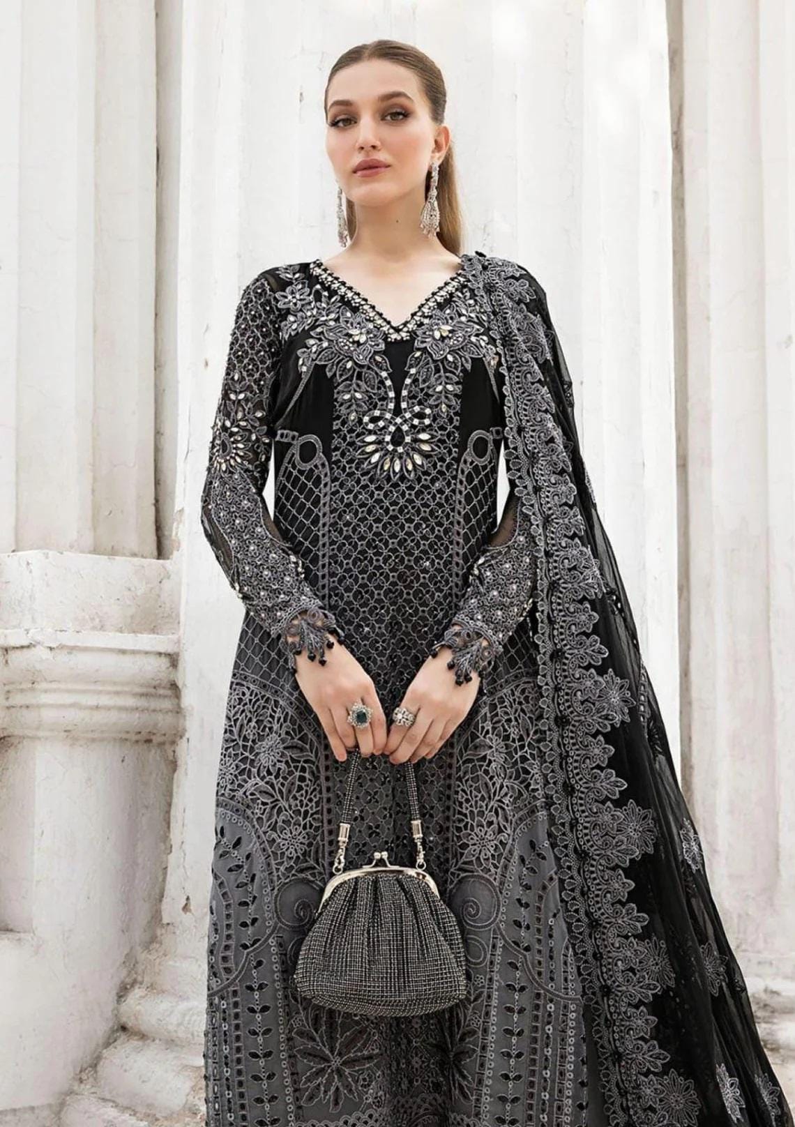 Black Chiffon Salwar Kameez: Pakistani Wedding Guest Outfit
