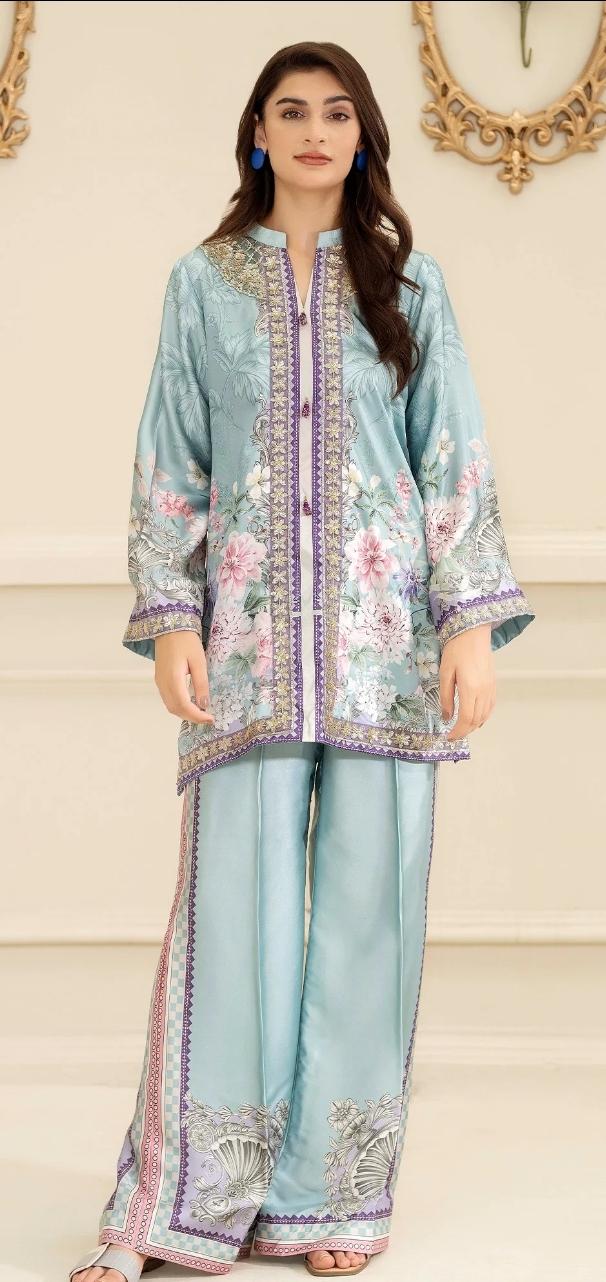 Floral Print Linen Co-ord Set | Pakistani Design Partywear