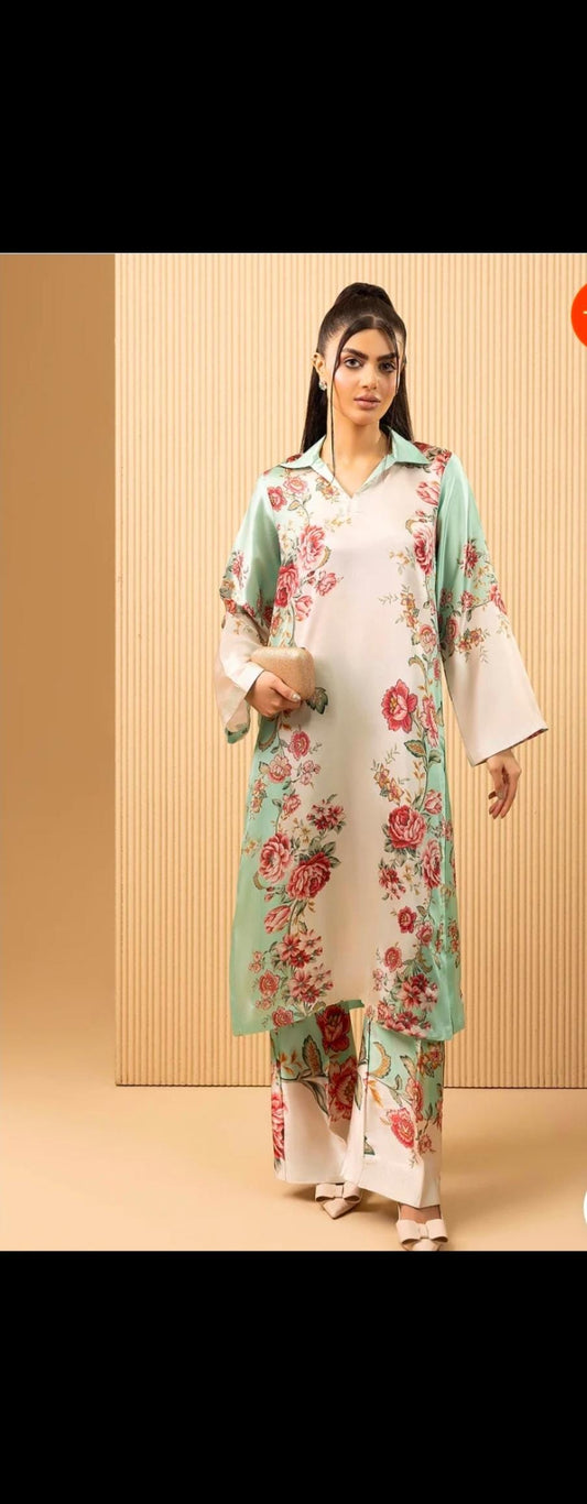 Floral Print Linen Co-ord Set | Pakistani Design Partywear