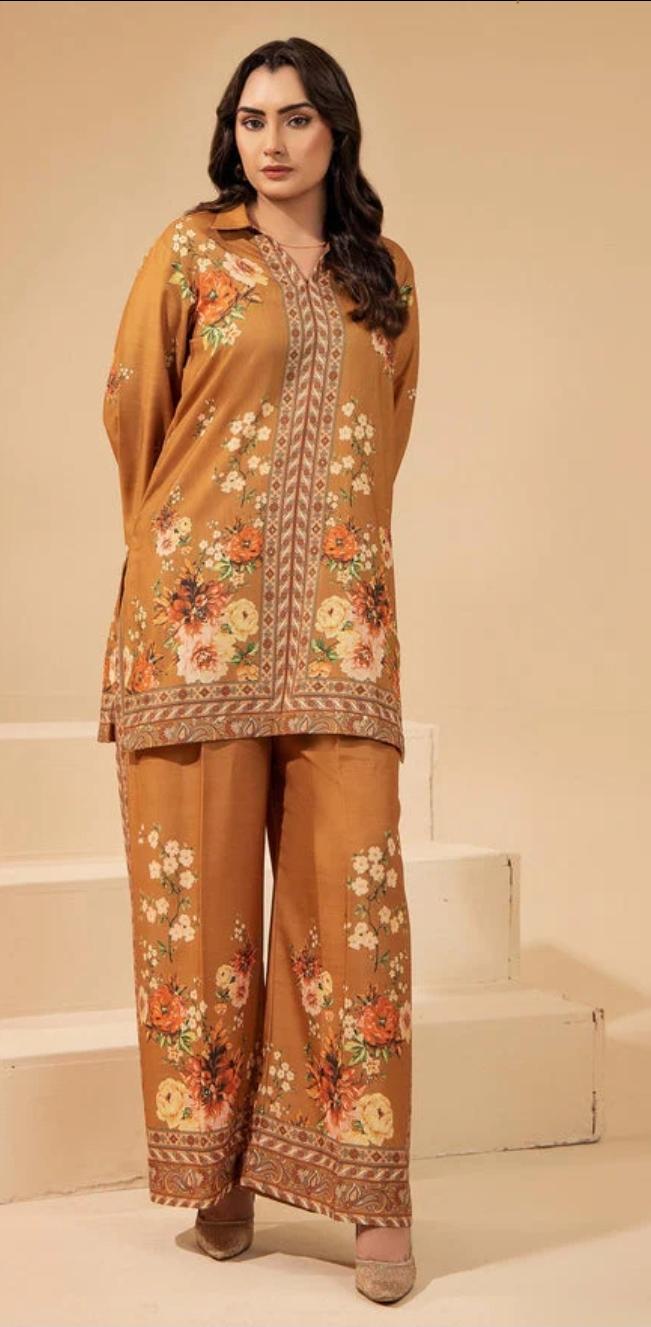 Pakistani Linen Co-ord Set | Floral Print, Ready to Wear