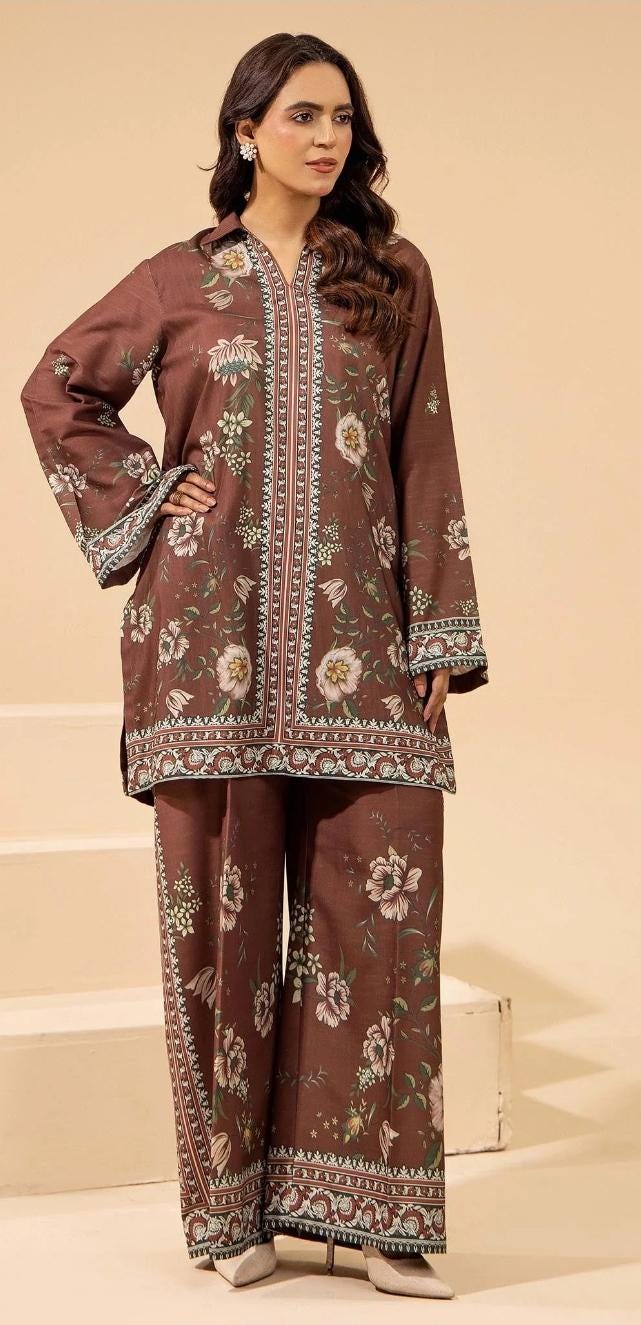 Pakistani Linen Co-ord Set | Floral Print 2-Piece