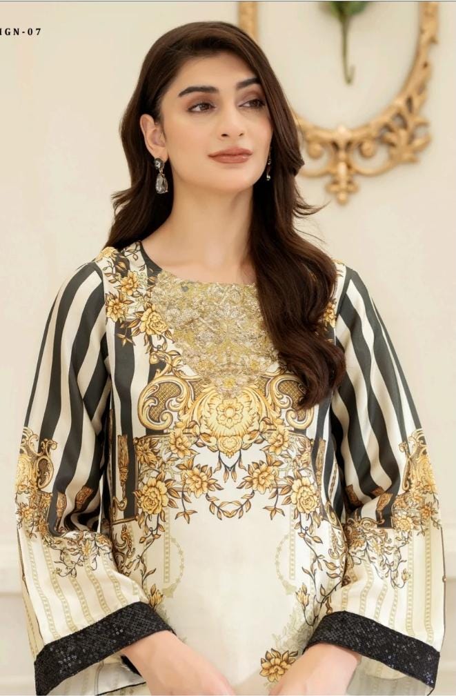 Floral Print Linen Co-ord Set | Pakistani Design Partywear