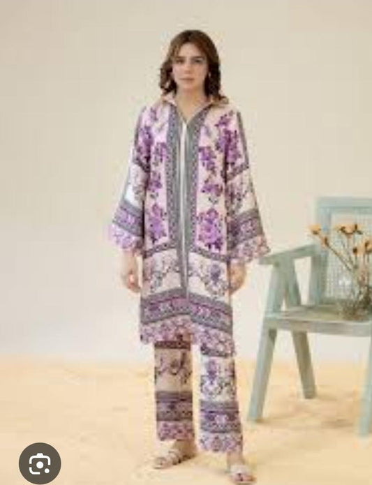 Floral Print Linen Co-ord Set | Pakistani Design Partywear