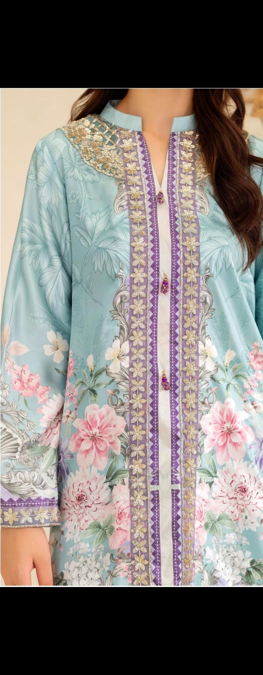 Floral Print Linen Co-ord Set | Pakistani Design Partywear
