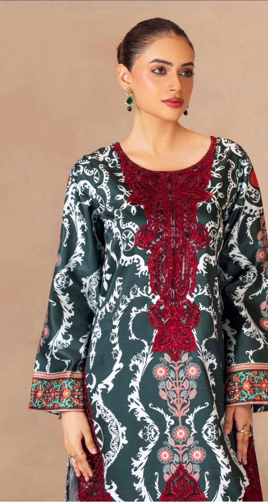 Floral Print Linen Co-ord Set | Pakistani Design Partywear