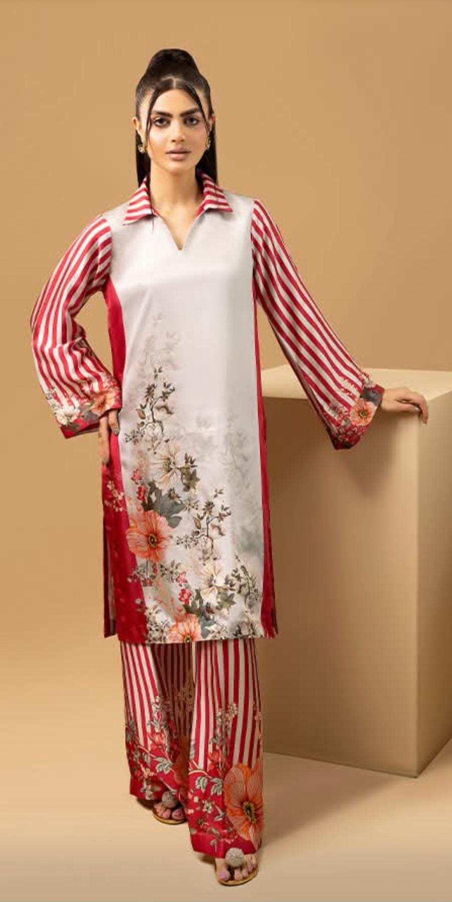 Pakistani Silk Co-ord Set | Digital Print Partywear