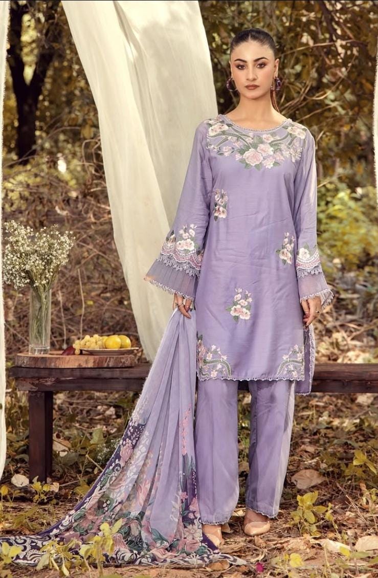 Embroidered Viscose Salwar Kameez | Pakistani Digital Print 3-Piece Suit