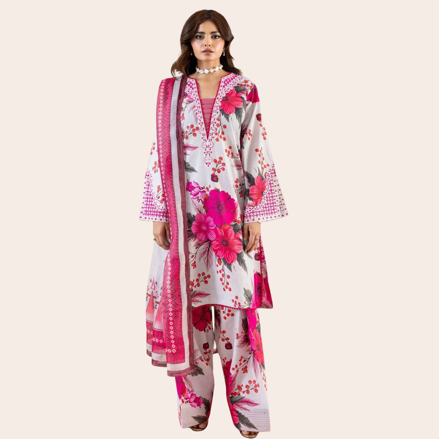 Pakistani Lawn Suit Canada | Digital Print Embroidered 3 Piece Ready to Wear