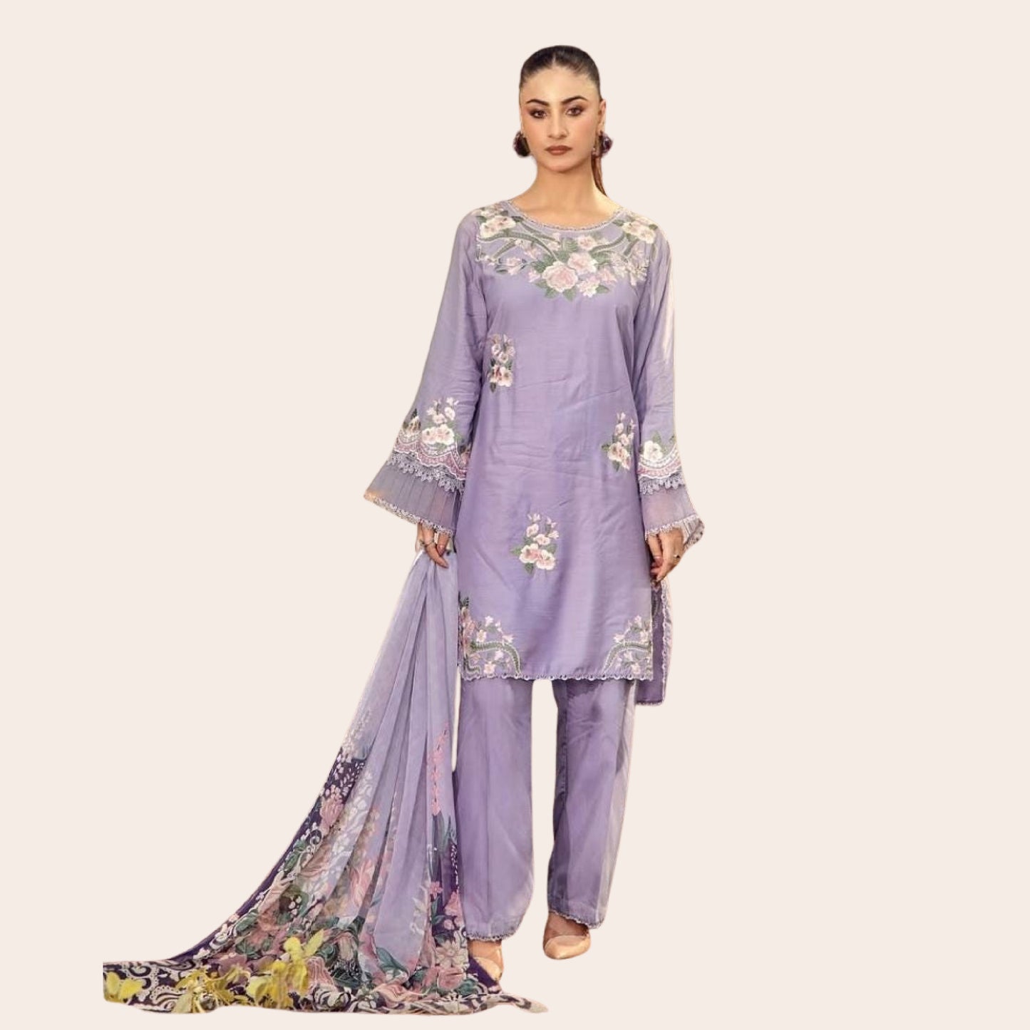 Pakistani Embroidered Viscose Suit Canada | Digital Print 3 Piece Salwar Kameez