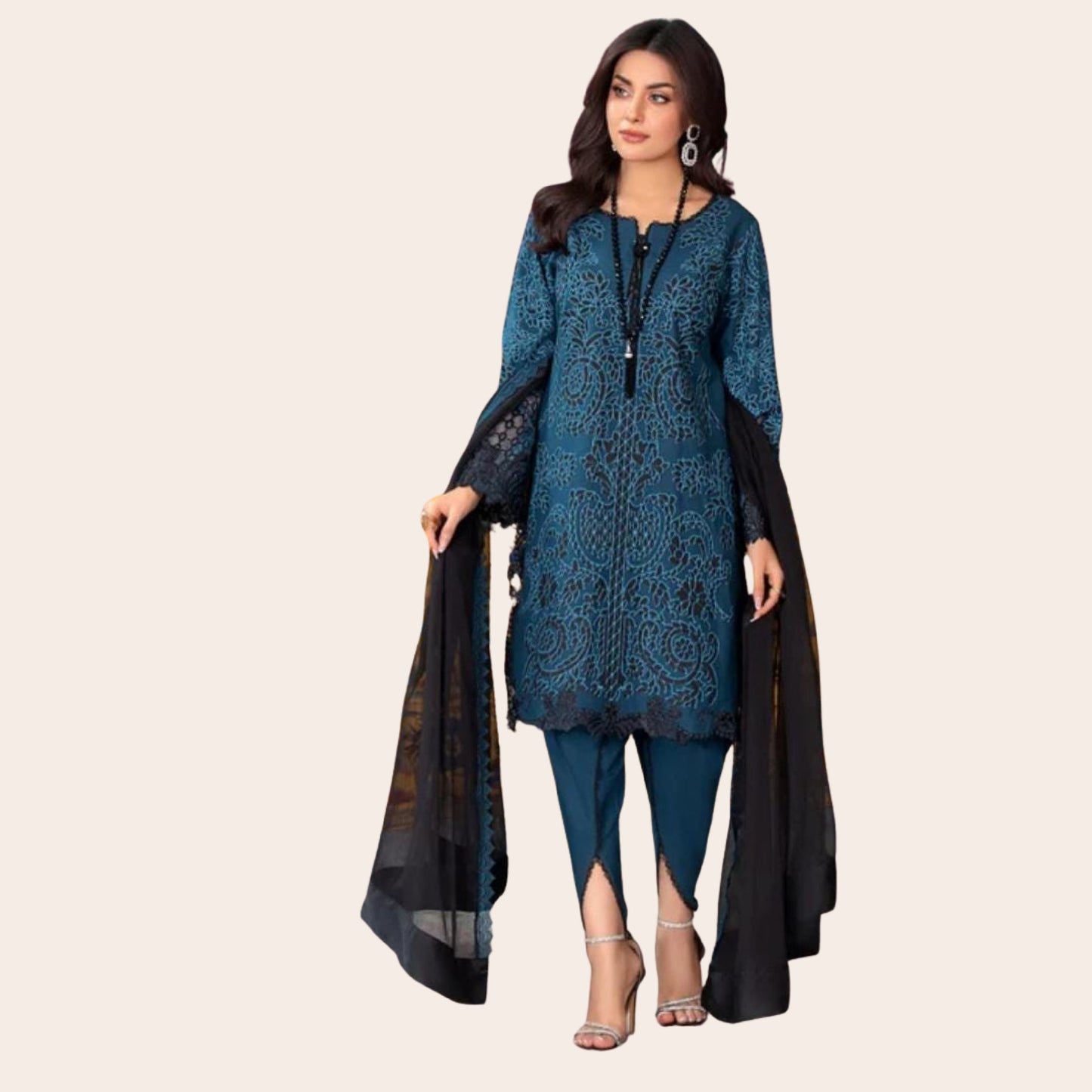 Embroidered Viscose Salwar Kameez – Pakistani Digital Print Designer Suit with Dupatta | Guest Partywear