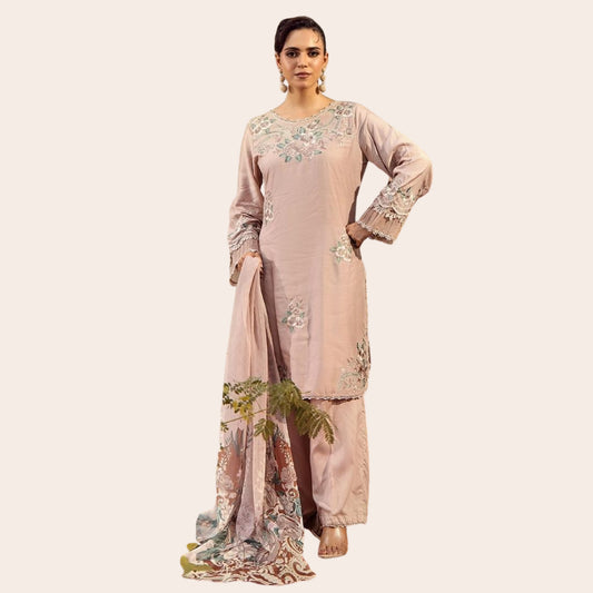 Pakistani Designer Viscose Suit Canada | Embroidered 3 Piece Salwar Kameez