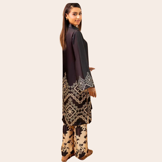Luxury Pakistani Silk Co-Ord Set | Digital Print Ready to Wear Party Outfit Canada