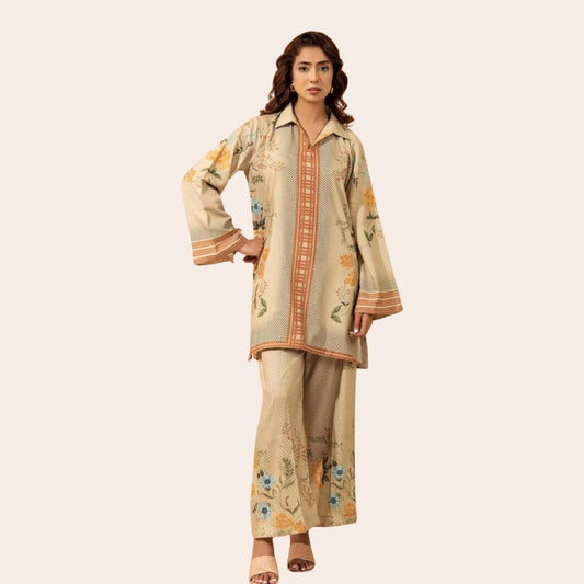 Pakistani Floral Linen Co-Ord Set | Digital Print 2-Piece Ready to Wear Outfit Canada