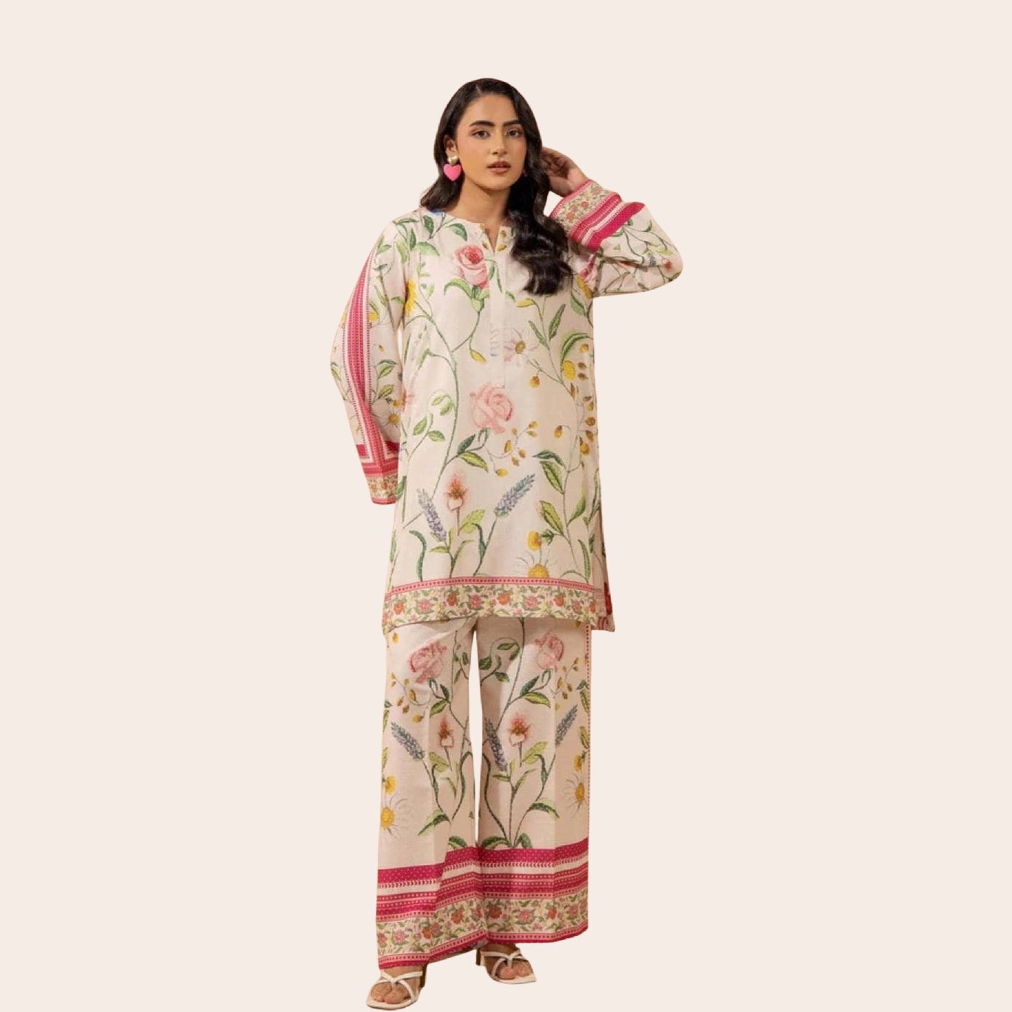 Pakistani Linen Co-Ord Set | Floral 2-Piece Ready to Wear Party Outfit Canada