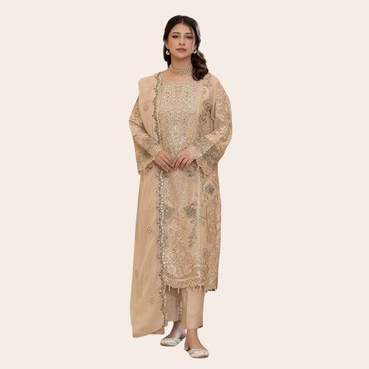 Antique Embroidered Chiffon Pakistani Dress | Designer Formal Wedding Outfit