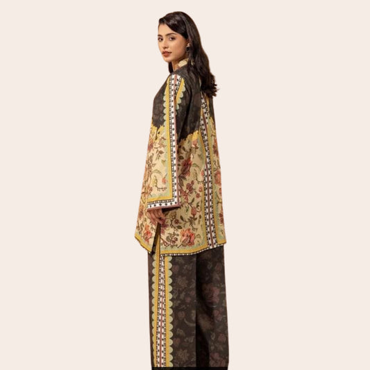 Pakistani Linen Co-Ord Set | Floral Digital Print Ready to Wear Party Outfit Canada