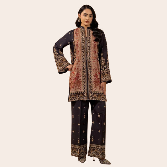Pakistani Slub Linen Co-Ord Set | Digital Print Ready to Wear Outfit Canada
