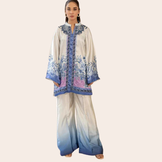 Pakistani Silk Co-Ord Set | Digital Print Ready to Wear Party Outfit Canada