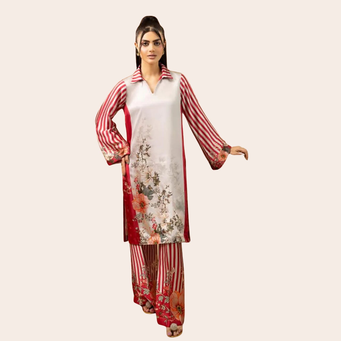 Designer Pakistani Silk Co-Ord Set | Digital Print Party Wear Outfit Canada