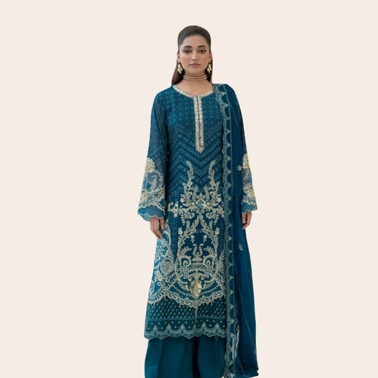 Traditional Chiffon Embroidered Dress | Luxury Pakistani Wedding Guest Outfit Canada