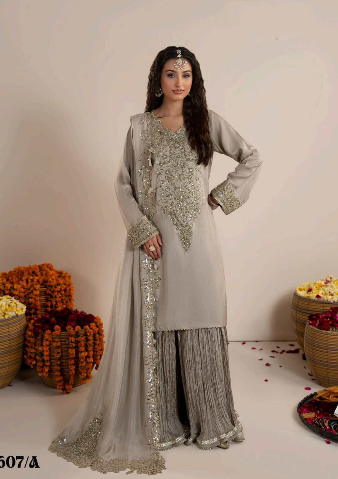 Raw Silk Farshi Shalwar Suit | Luxury Pakistani Wedding & Formal Dress Canada