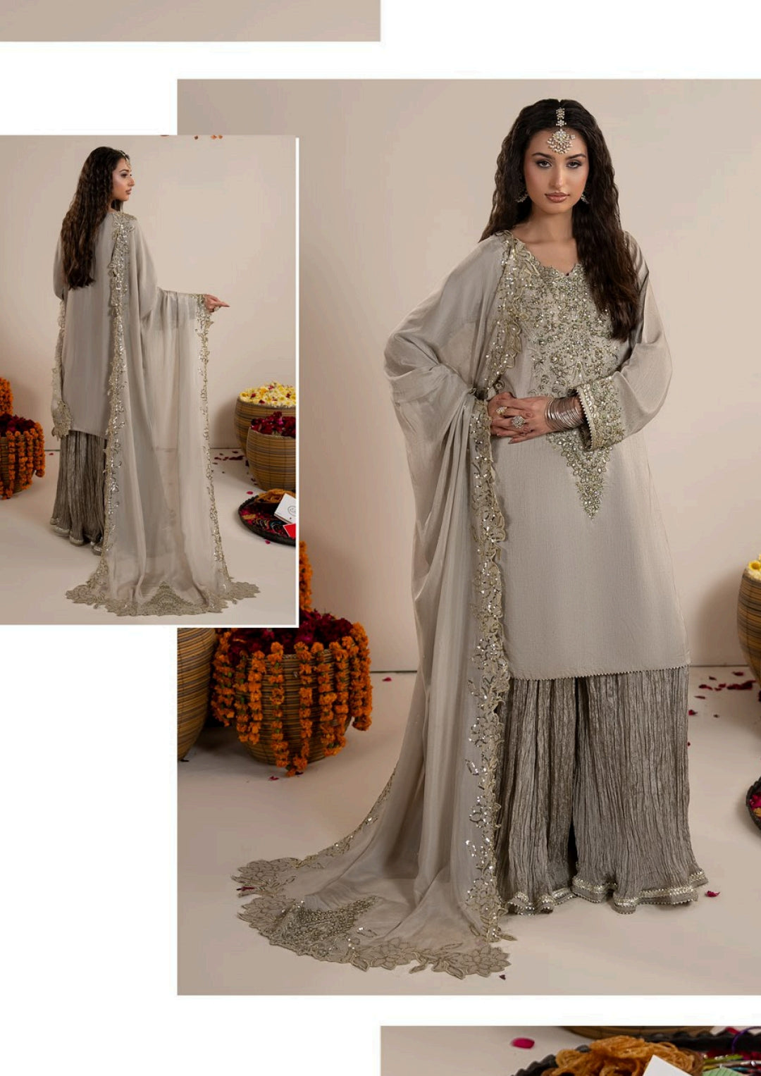 Raw Silk Farshi Shalwar Suit | Luxury Pakistani Wedding & Formal Dress Canada