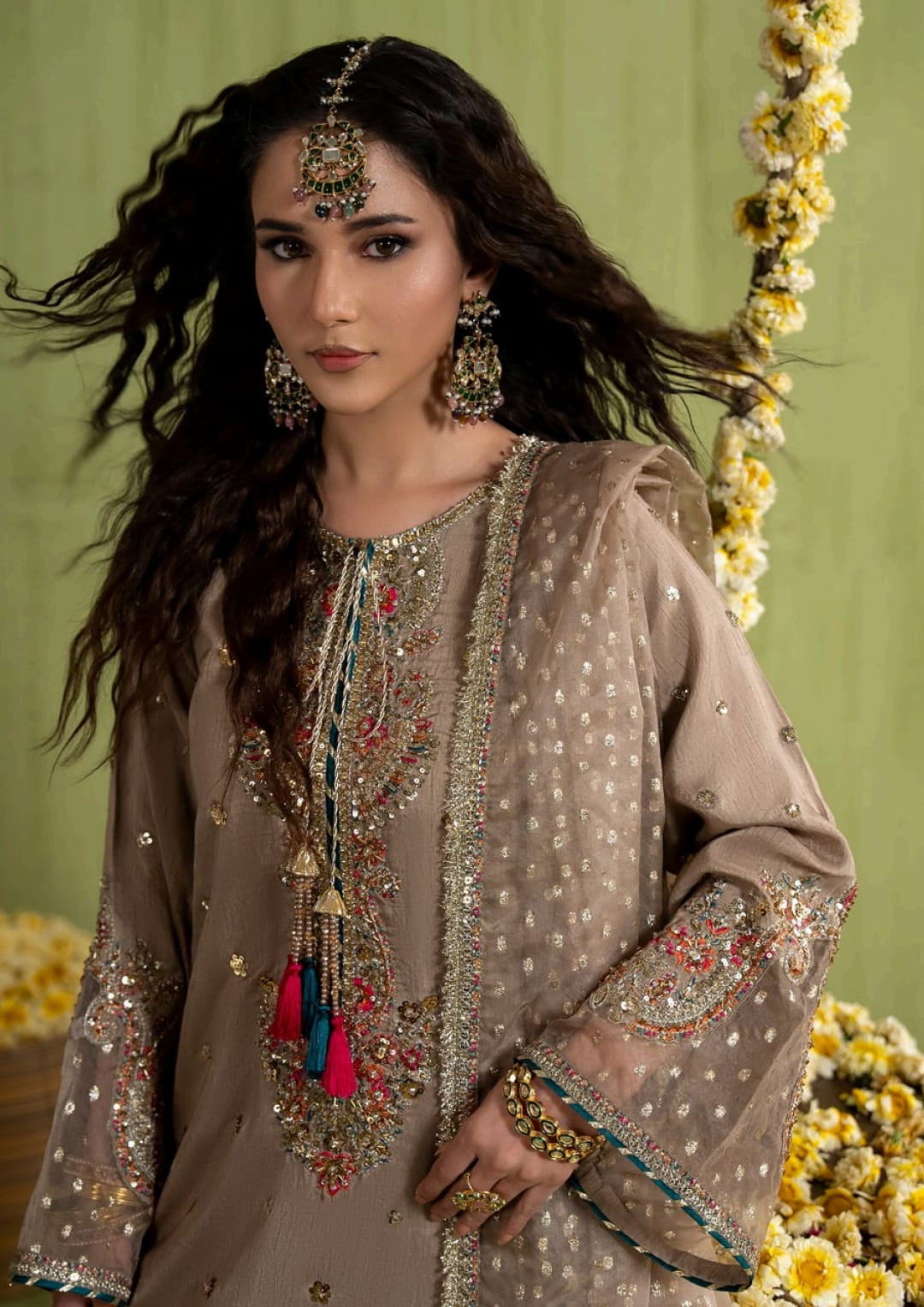 Elegant Raw Silk Pakistani Dress | Embroidered 3-Piece Wedding Outfit Canada