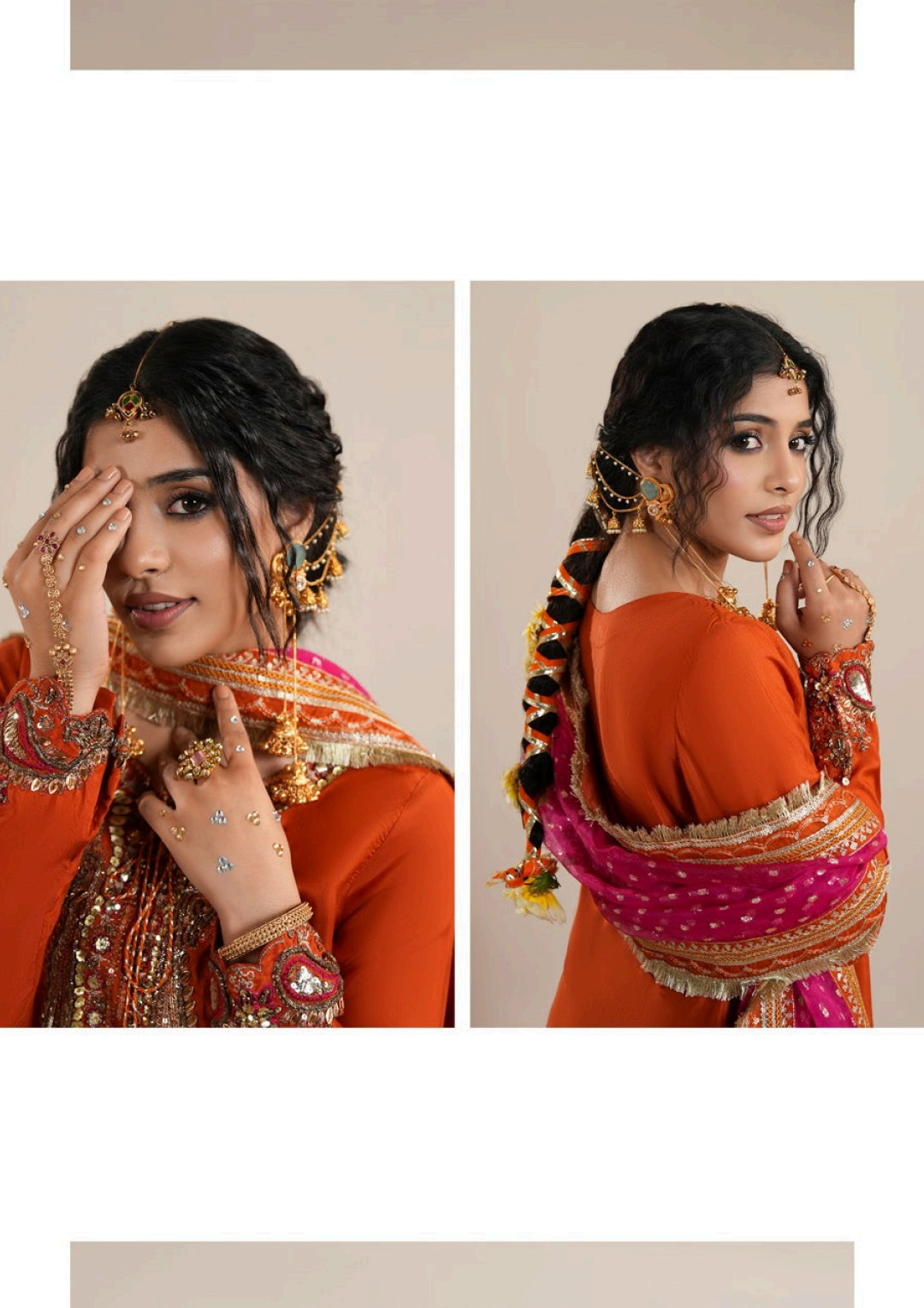 Burnt Orange Raw Silk Pakistani Dress | Embroidered Farshi Shalwar Wedding Outfit Canada