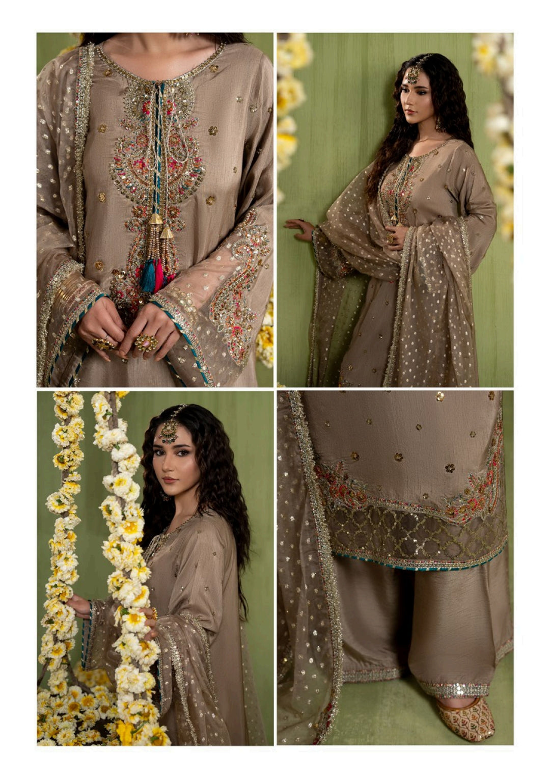 Elegant Raw Silk Pakistani Dress | Embroidered 3-Piece Wedding Outfit Canada