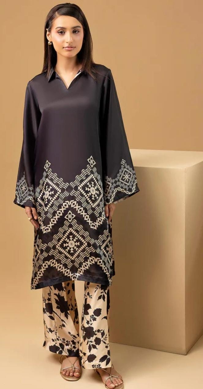 Pakistani Silk Co-Ord Set | Digital Print Partywear