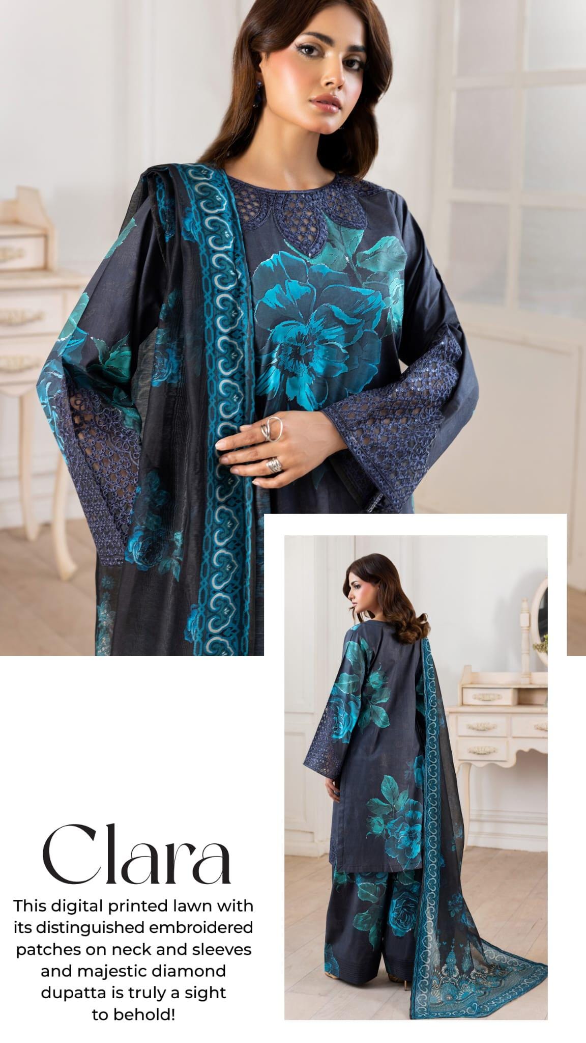 Embroidered Pakistani Salwar Kameez: Digital Print Lawn Suit