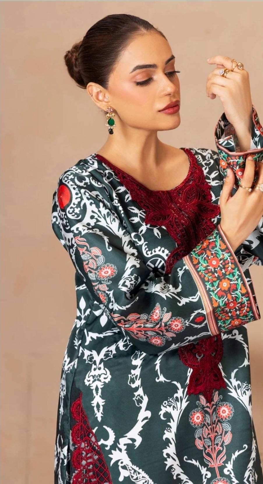 Floral Print Linen Co-ord Set | Pakistani Design Partywear